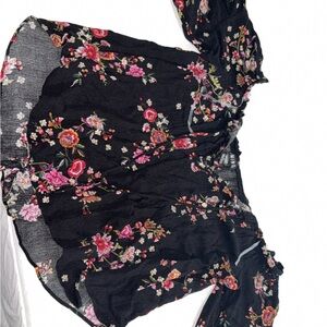 Black Floral Off-Shoulder Blouse